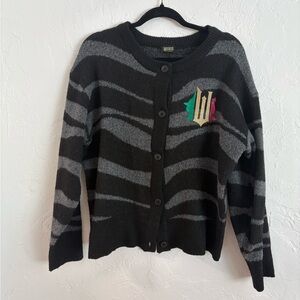 Wicked Black and Gray Striped Cardigan L